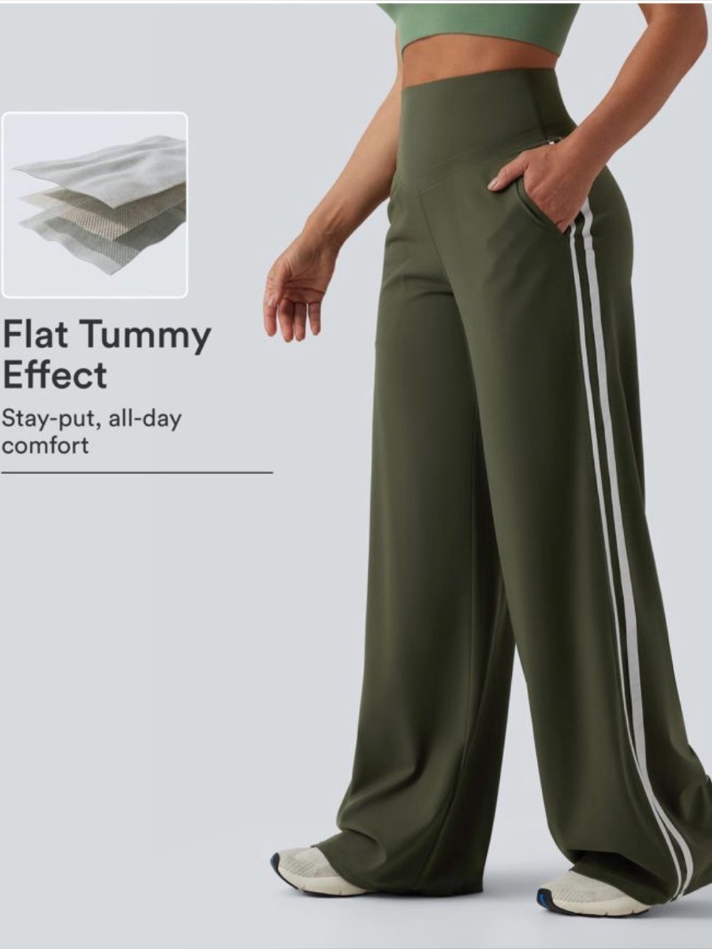 HALARA UltraSculpt™ High Waisted Tummy Control Color Block Stripes Yoga Baggy